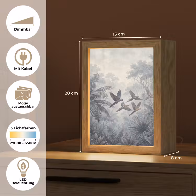 Vogel - Vliegend - Jungle - Vintage - Dieren Light Box met kabel (Wandlamp) klein -USP_websiteoverzichtDE