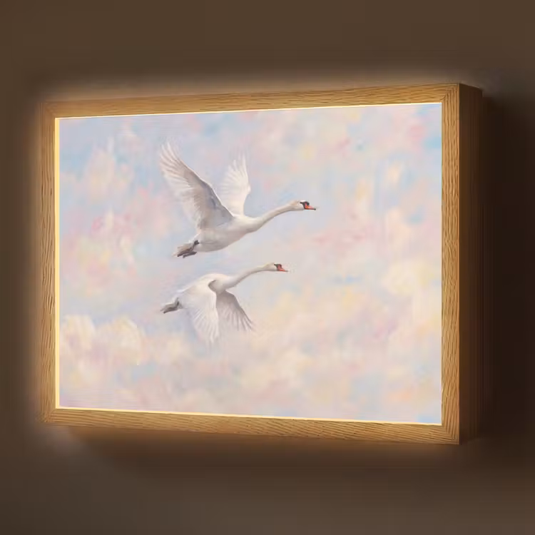 Vogel - Vliegend - Lucht - Modern - Pastel Light Box met batterij (Wandlamp) middel -z3d_website