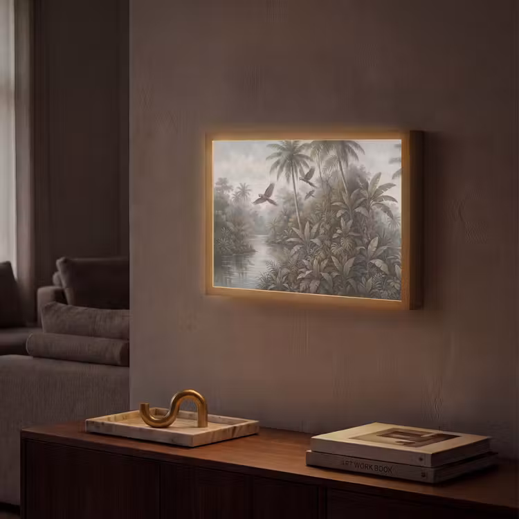 Vogel - Vliegend - Tropisch - Landschap - Klassiek Light Box met batterij (Wandlamp) middel -sfeer1