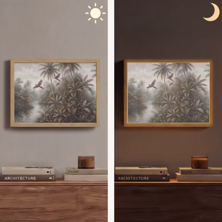 Vogel - Vliegend - Tropisch - Landschap - Klassiek Light Box met batterij (Wandlamp) middel -sfeer3
