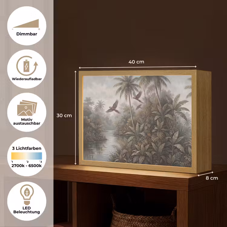 Vogel - Vliegend - Tropisch - Landschap - Klassiek Light Box met batterij (Wandlamp) middel -USP_websiteoverzichtDE