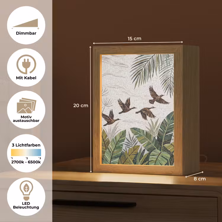 Vogel - Vliegend - Tropisch - Mozaïek - Groen Light Box met kabel (Wandlamp) klein -USP_websiteoverzichtDE