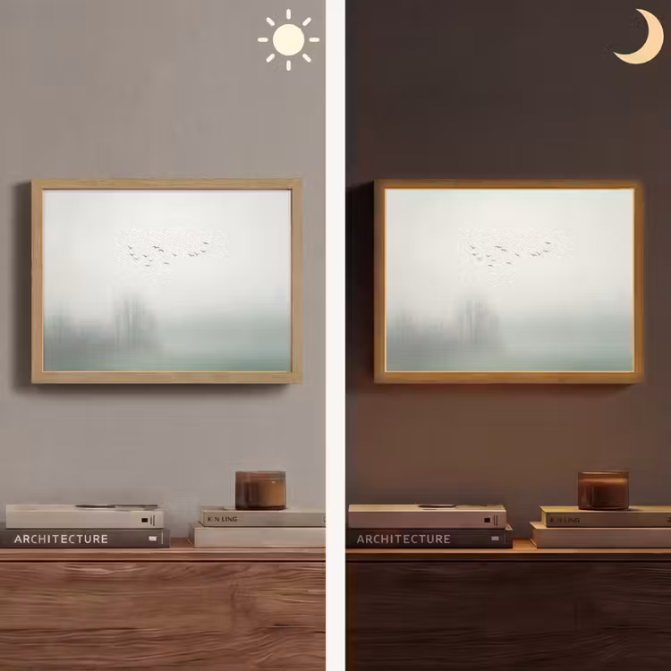 Vogel - Vlucht - Natuur - Minimalistisch Light Box met batterij (Wandlamp) middel -sfeer3