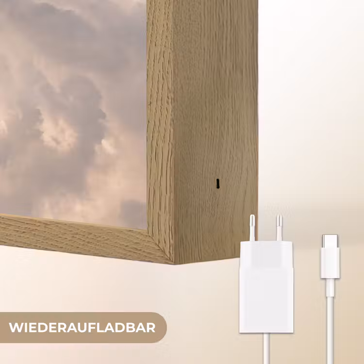 Vogel - Vlucht - Wolken - Natuur - Blauw Light Box met batterij (Wandlamp) middel -USP_websiteoplaadbaarDE