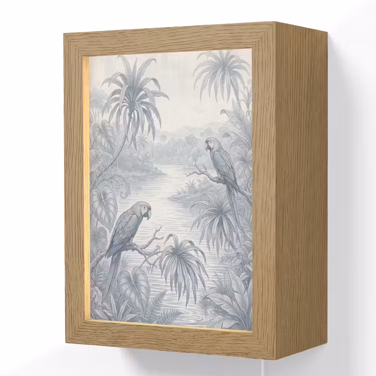Vogel - Rivier - Tropisch - Illustratie - Blauw Light Box met kabel (Wandlamp) klein -3d