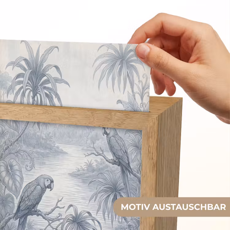 Vogel - Rivier - Tropisch - Illustratie - Blauw Light Box met kabel (Wandlamp) klein -USP_websiteprintDE