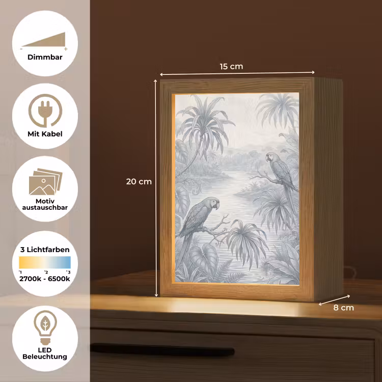 Vogel - Rivier - Tropisch - Illustratie - Blauw Light Box met kabel (Wandlamp) klein -USP_websiteoverzichtDE
