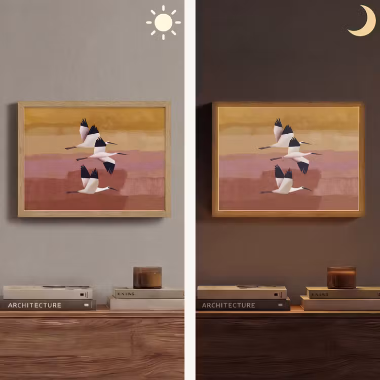 Vogels - Snavel - Abstract Light Box met batterij (Wandlamp) middel -sfeer3