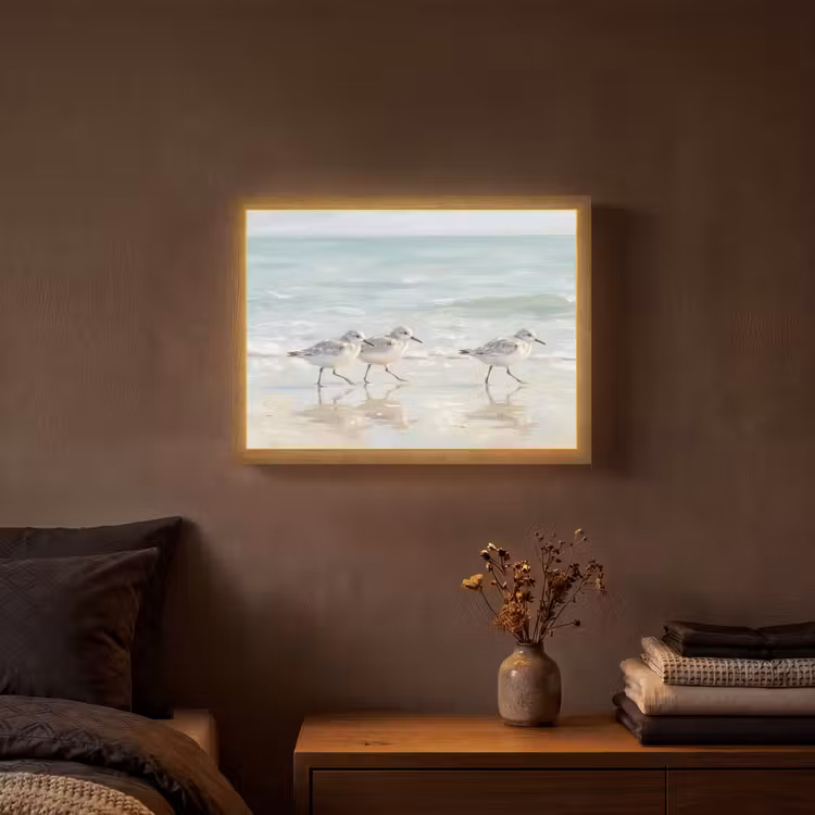 Vogels - Strand - Zee Light Box met batterij (Wandlamp) middel -sfeer4