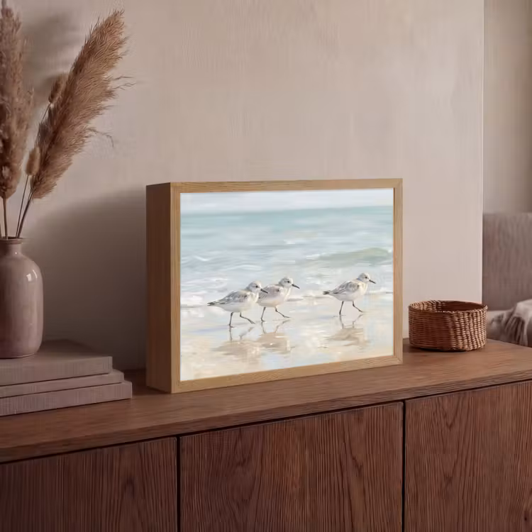 Vogels - Strand - Zee Light Box met batterij (Wandlamp) middel -sfeer2