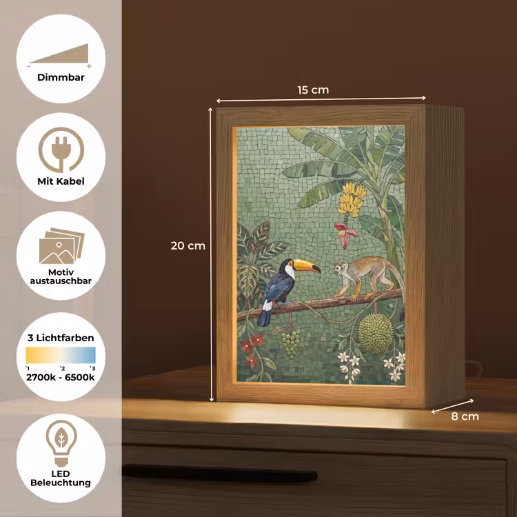 Vogel - Dier - Jungle - Mozaïek - Natuur Light Box met kabel (Wandlamp) klein -USP_websiteoverzichtDE