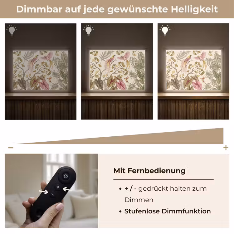 Vogels - Tropisch - Botanisch - Roze Light Box met batterij (Wandlamp) middel -USP_dimbaarDE