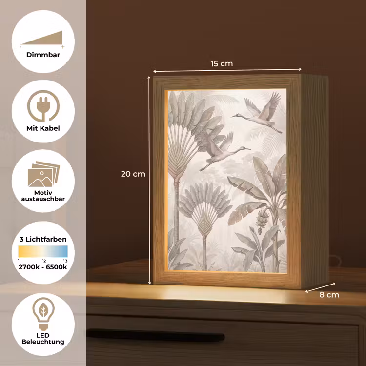 Vogel - Tropisch - Jungle - Natuur - Beige Light Box met kabel (Wandlamp) klein -USP_websiteoverzichtDE