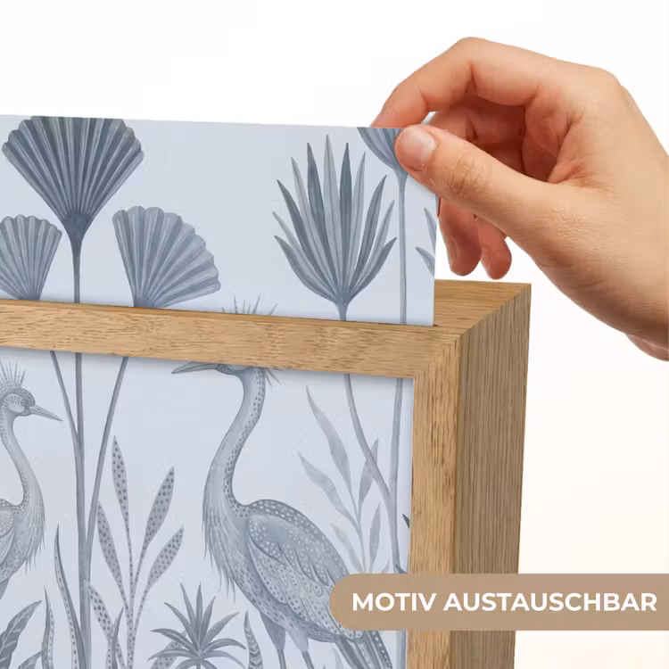 Vogel - Tropisch - Illustratie - Blauwgrijs - Natuur Light Box met kabel (Wandlamp) klein -USP_websiteprintDE