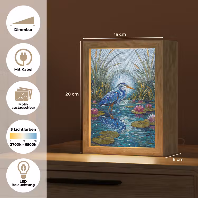 Vogel - Water - Natuur - Abstract - Blauw Light Box met kabel (Wandlamp) klein -USP_websiteoverzichtDE