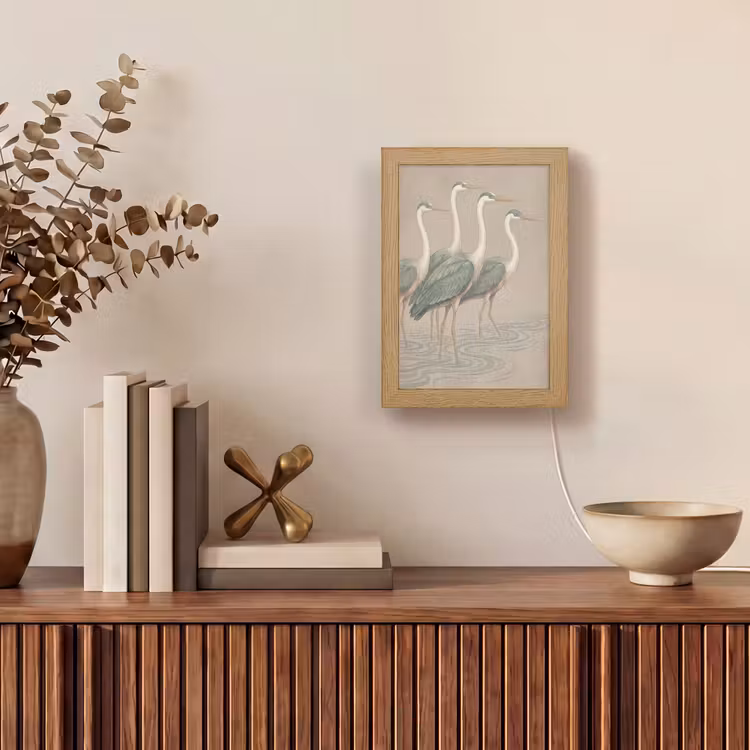 Vogel - Water - Natuur - Vintage Light Box met kabel (Wandlamp) klein -sfeer2