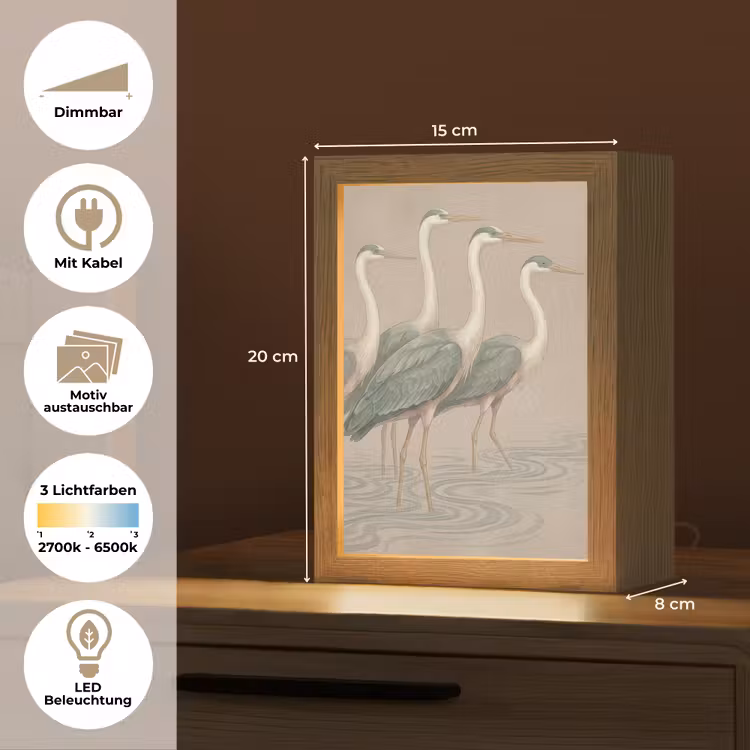 Vogel - Water - Natuur - Vintage Light Box met kabel (Wandlamp) klein -USP_websiteoverzichtDE