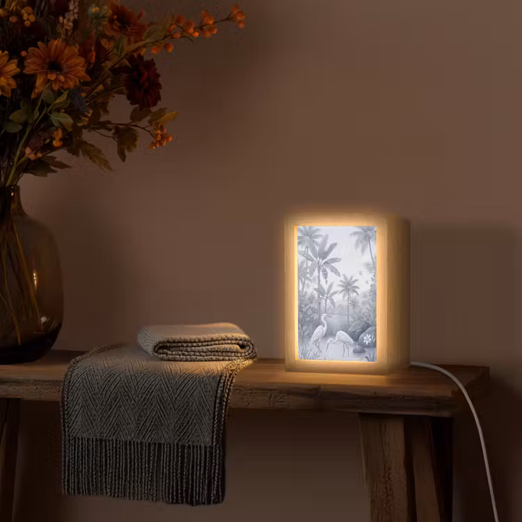 Vogel - Water - Tropisch - Natuur - Blauw Light Box met kabel (Wandlamp) klein -sfeer4