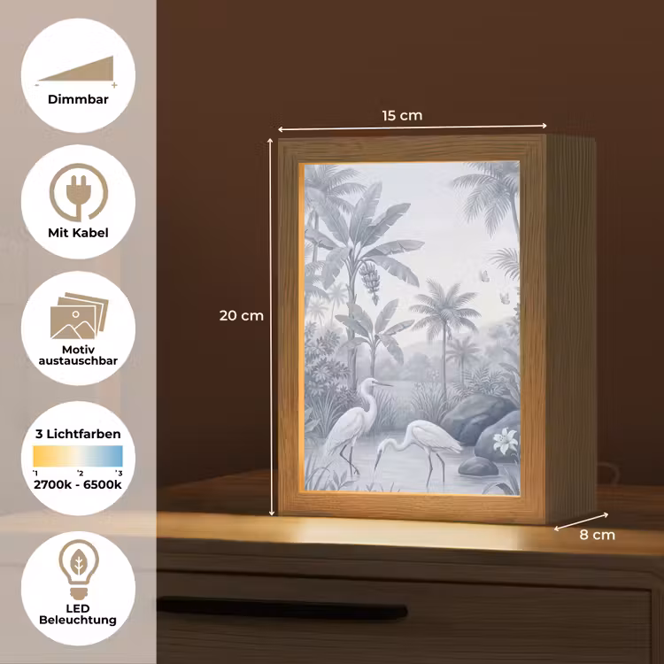 Vogel - Water - Tropisch - Natuur - Blauw Light Box met kabel (Wandlamp) klein -USP_websiteoverzichtDE