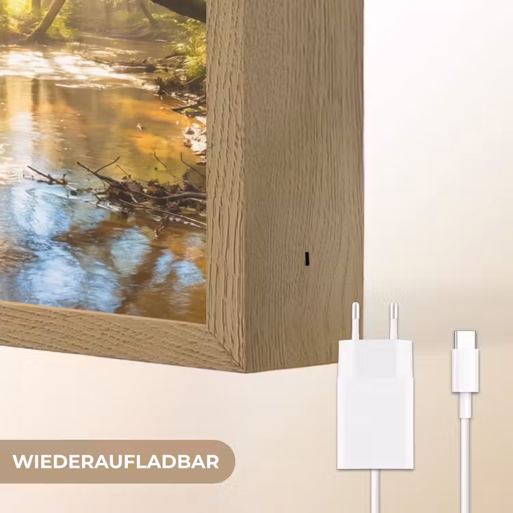Bos - Beek - Zonlicht - Natuur - Groen Light Box met batterij (Wandlamp) middel -USP_websiteoplaadbaarDE
