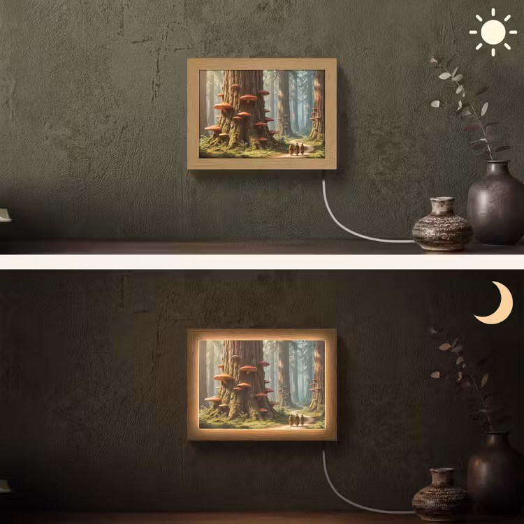 Lightbox - Wandleuchte - Wald – Bäume – Natur - Bos - Bomen - Natuur Light Box met kabel (Wandlamp) klein