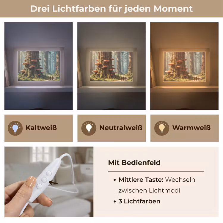 Lightbox - Wandleuchte - Wald – Bäume – Natur - Bos - Bomen - Natuur Light Box met kabel (Wandlamp) klein