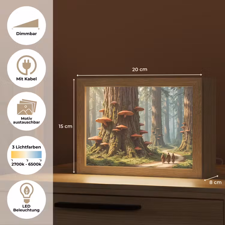 Lightbox - Wandleuchte - Wald – Bäume – Natur - Bos - Bomen - Natuur Light Box met kabel (Wandlamp) klein