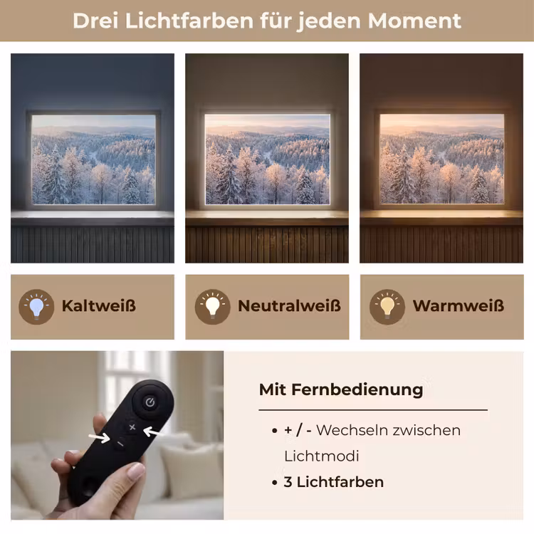 Bos - Bergen - Goud - Winter - Warm Light Box met batterij (Wandlamp) middel -USP_lichtkleurDE