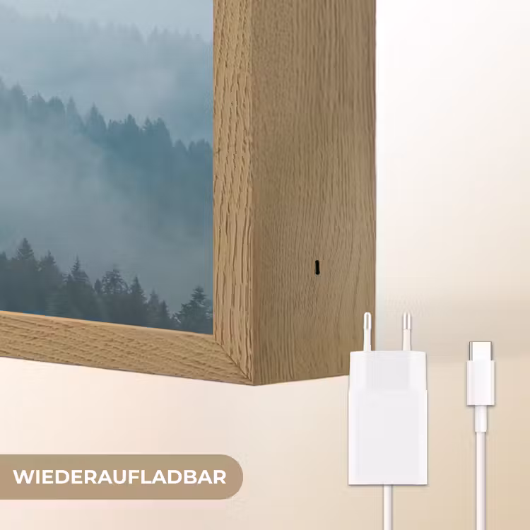 Bos - Mist - Vogels - Natuur - Groen Light Box met batterij (Wandlamp) middel -USP_websiteoplaadbaarDE
