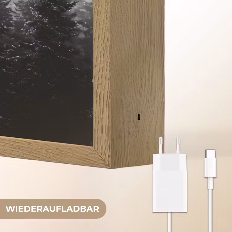 Bos - Mist - Winter - Monochroom - Natuur Light Box met batterij (Wandlamp) middel -USP_websiteoplaadbaarDE