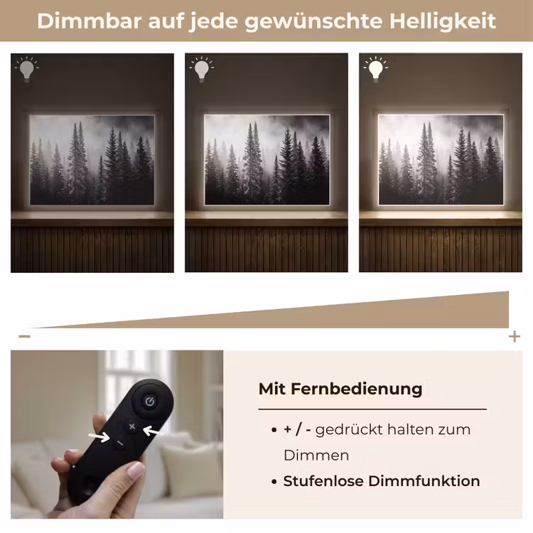Bos - Mist - Winter - Monochroom - Natuur Light Box met batterij (Wandlamp) middel -USP_dimbaarDE