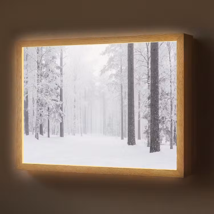 Bos - Sneeuw - Pad - Winter - Stilte Light Box met batterij (Wandlamp) middel -z3d_website