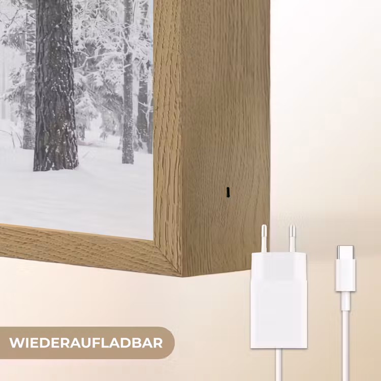 Bos - Sneeuw - Pad - Winter - Stilte Light Box met batterij (Wandlamp) middel -USP_websiteoplaadbaarDE