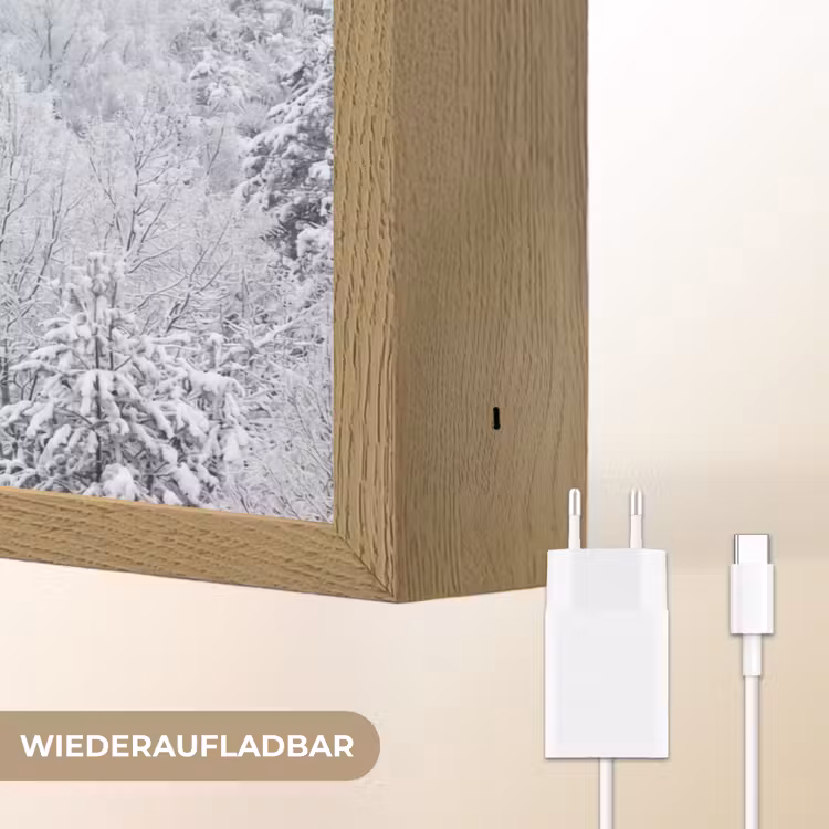 Bos - Sneeuw - Winter - Natuur - Wit Light Box met batterij (Wandlamp) middel -USP_websiteoplaadbaarDE