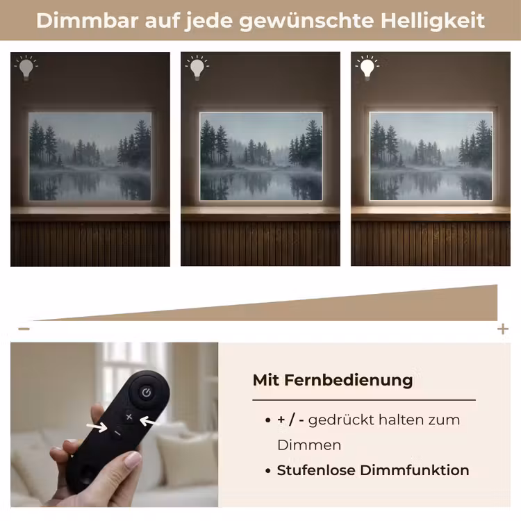 Bos - Meer - Mist - Natuur - Grijs Light Box met batterij (Wandlamp) middel -USP_dimbaarDE