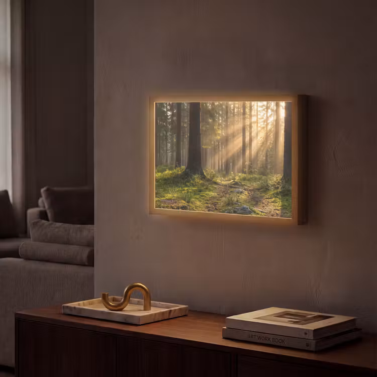 Bos - Zonlicht - Gras Light Box met batterij (Wandlamp) middel -sfeer1