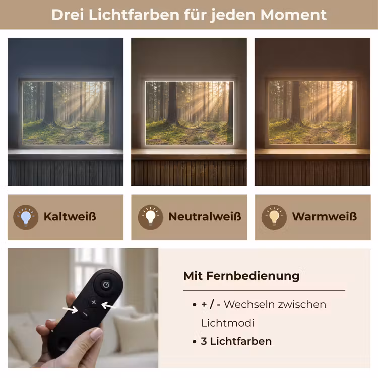 Bos - Zonlicht - Gras Light Box met batterij (Wandlamp) middel -USP_lichtkleurDE