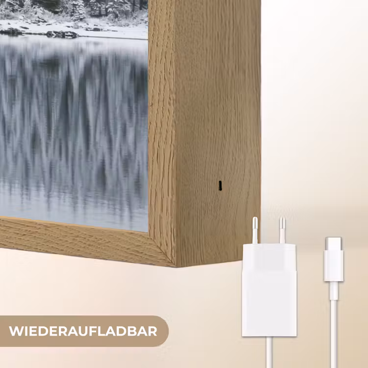 Bos - Reflectie - Meer - Winter - Serene Light Box met batterij (Wandlamp) middel -USP_websiteoplaadbaarDE
