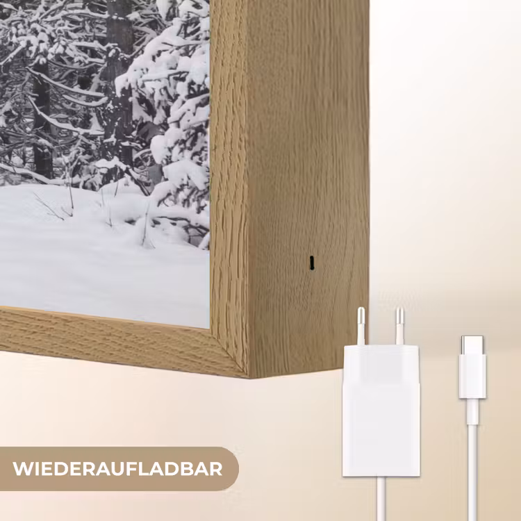 Bos - Winter - Sneeuw - Pad - Natuur Light Box met batterij (Wandlamp) middel -USP_websiteoplaadbaarDE