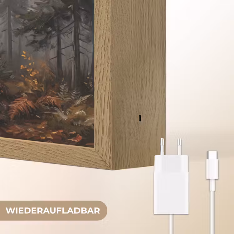 Bospad - Herfstbladeren - Natuur - Schilderachtig - Oranje Light Box met batterij (Wandlamp) middel -USP_websiteoplaadbaarDE