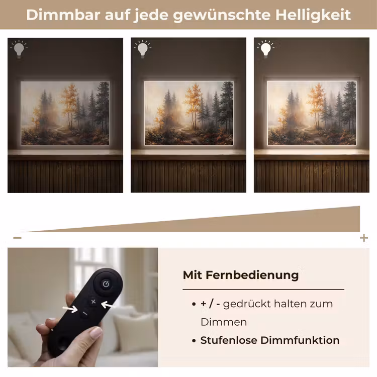 Bospad - Herfstbladeren - Natuur - Schilderachtig - Oranje Light Box met batterij (Wandlamp) middel -USP_dimbaarDE