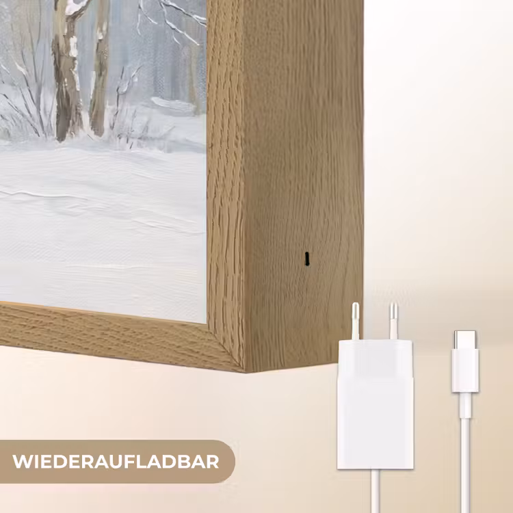 Bospad - Dennen - Sneeuw - Winter - Rustgevend Light Box met batterij (Wandlamp) middel -USP_websiteoplaadbaarDE
