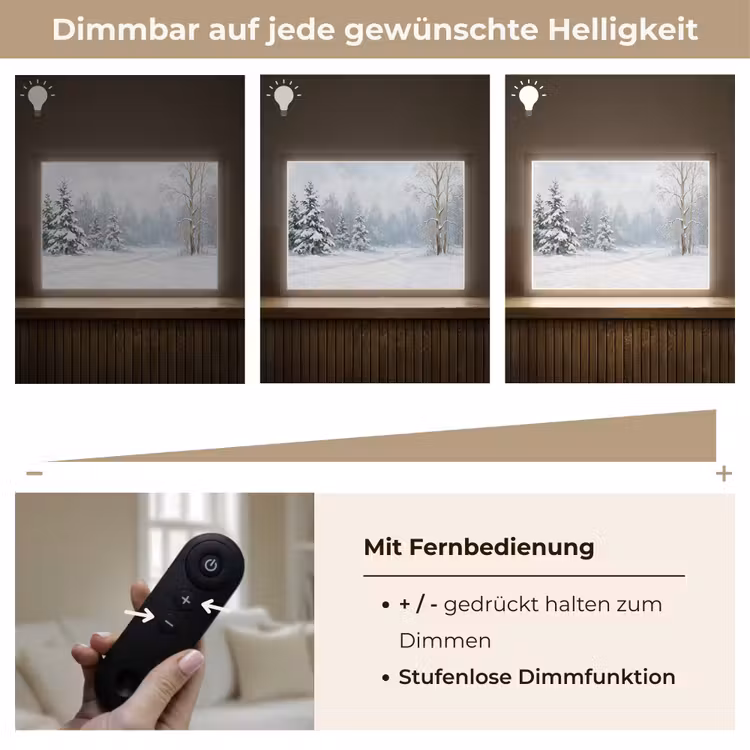 Bospad - Dennen - Sneeuw - Winter - Rustgevend Light Box met batterij (Wandlamp) middel -USP_dimbaarDE