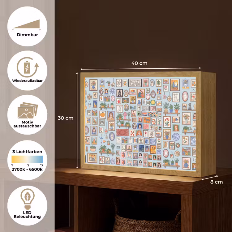 Wanddecoratie - Collectie - Huis - Illustratief - Kleurrijk Light Box met batterij (Wandlamp) middel -USP_websiteoverzichtDE