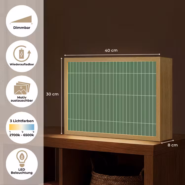 Wandtegel - Verticaal - Donkergroen Light Box met batterij (Wandlamp) middel 907 -USP_websiteoverzichtDE
