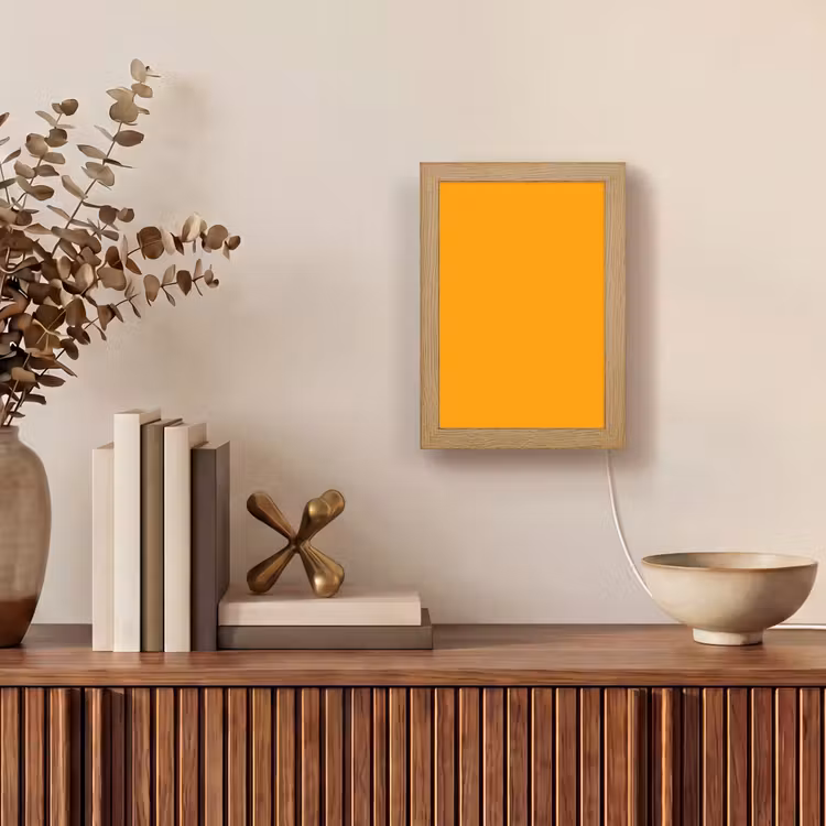 Warm - Ochre - Oranje Light Box met kabel (Wandlamp) klein 929 -sfeer2