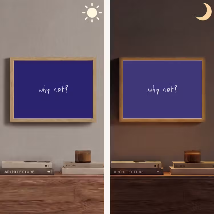 Why not - Blauw - Handgeschreven Light Box met batterij (Wandlamp) middel -sfeer3