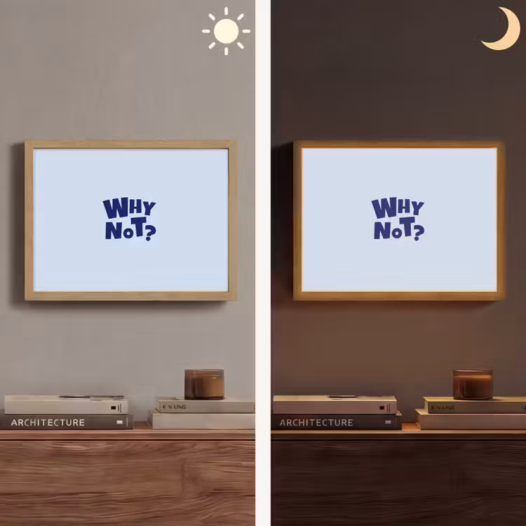 Why not - Blauw - Licht blauw - Quote Light Box met batterij (Wandlamp) middel -sfeer3