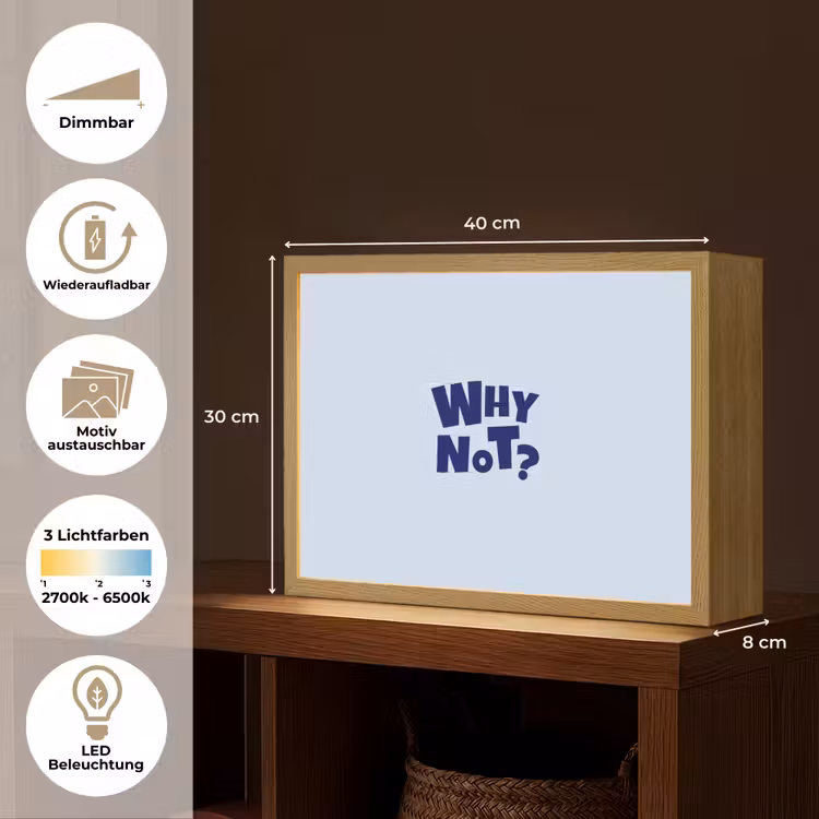 Why not - Blauw - Licht blauw - Quote Light Box met batterij (Wandlamp) middel -USP_websiteoverzichtDE
