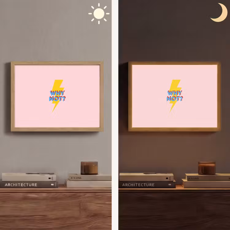 Why not - Bliksem - Roze Light Box met batterij (Wandlamp) middel -sfeer3